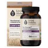 Box & Bottle of Living Alchemy MycoSynergy Fermented Mushrooms - Lion's Mane 60 Vegan Capsules