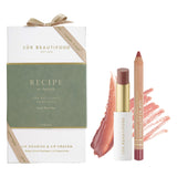 Package + Tube & Stick of Luk Beautifood Recipe of a Lipstick - NUDE ROSE Duo of Tea Rose Lip Nourish + Lychee Sorbet Lipstick Crayon