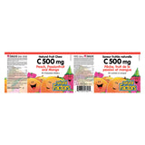 Natural Factors 100% Natural Fruit Chew Vitamin C 500 mg Peach, Passionfruit, and Mango 90 Chewable Wafers Label