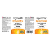 Natural Factors RegenerLife Resveratrol 500mg Label