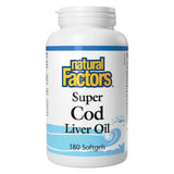 Bottle of Natural Factors Super Cod Liver Oil 180 Softgels