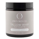 Jar of OWN Skin Co. Tallow Whip Lavender Vanilla 120mL