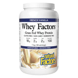 Tub of Natural Factors Whey Factors Grass Fed Whey Protein FrenchVanilla 1Kg