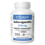 Bottle of Preferred Nutrition Ashwagandha 600mg 120 V-caps