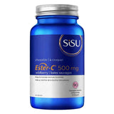Bottle of SISU Ester C 500 mg 90 Wildberry Chewable Tablets
