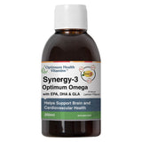 Bottle of Optimum Health Vitamins Synergy-3 Optimum Omega 200ml