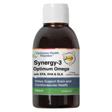 Bottle of Optimum Health Vitamins Synergy-3 Optimum Omega 500ml