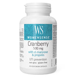 Bottle of WomenSense Cranberry 500 mg with D-Mannose & Propolis 60 Vegetarian Capsules