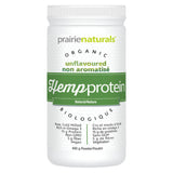 Container of Prairie Naturals Organic Hemp Protein Natural Unflavoured 400 Grams