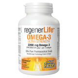Bottle of Natural Factors RegenerLife Omega-3 Ultra Strength 2200mg Omega-3 90 Enteripure Softgels