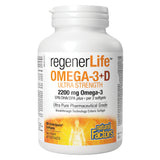 Bottle of NaturalFactors Regenerlife Omega-3+DUltraStrength 2200mgOmega-3 90EnteripureSoftgels