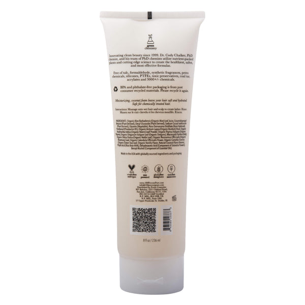 Tube Back of 100% Pure Coconut Milk Restorative Shampoo 8oz
