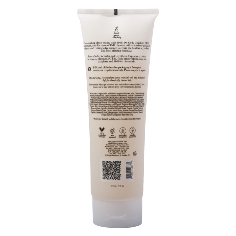 Tube Back of 100% Pure Coconut Milk Restorative Shampoo 8oz
