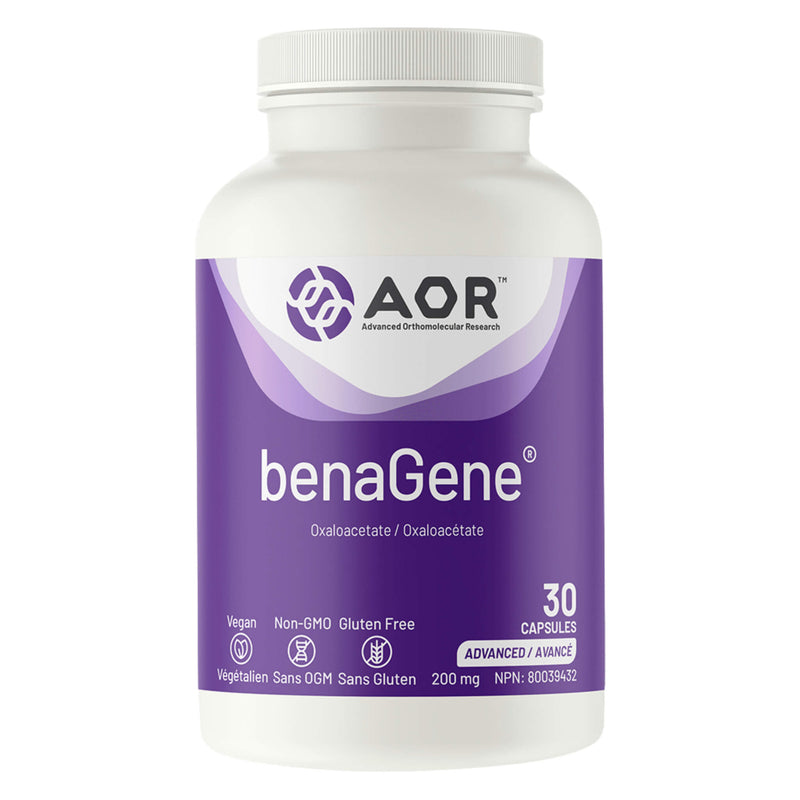 Bottle of AOR BenaGene 200 mg 30 Vegi-Caps
