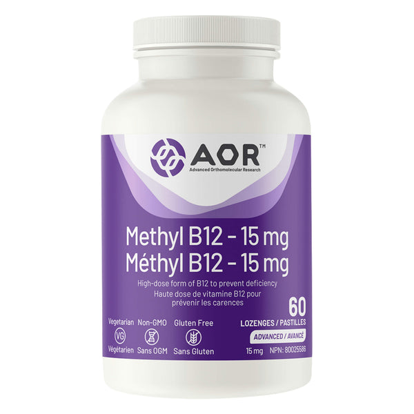 Bottle of AOR Methyl B12 15mg 60 Lozenges
