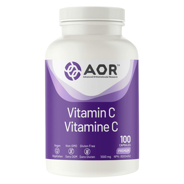 Bottle of AOR Vitamin C 1000 mg 100 Vegi-Caps
