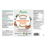 Alpha Pumpkin Seed Oil, Organic 250ml Label
