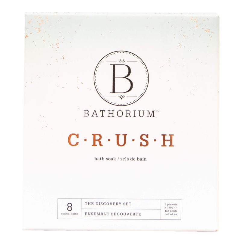 Box of Bathorium CRUSH BathSoak GiftSet 8 x 120g(4oz)packets