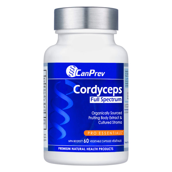 Bottle of CanPrev Cordyceps Full Spectrum 60 Vegetable Capsules
