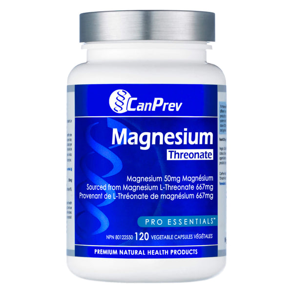 Bottle of CanPrev Magnesium Threonate 120VegetableCapsules
