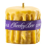 Cheeky Bee Candle Company #05 – Signature Drip Pillar – Gold 3.5″ x 3.5″
