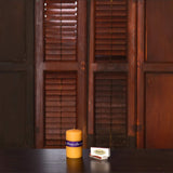 Cheeky Bee Candle Company #21 – Traditional Smooth Pillar – Gold 2.0″ x 3.0″ Lifestyle
