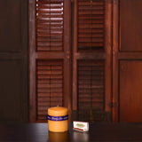 Cheeky Bee Candle Company #31 – Traditional Smooth Pillar – Gold 3.0″ x 3.0″ Lifestyle

