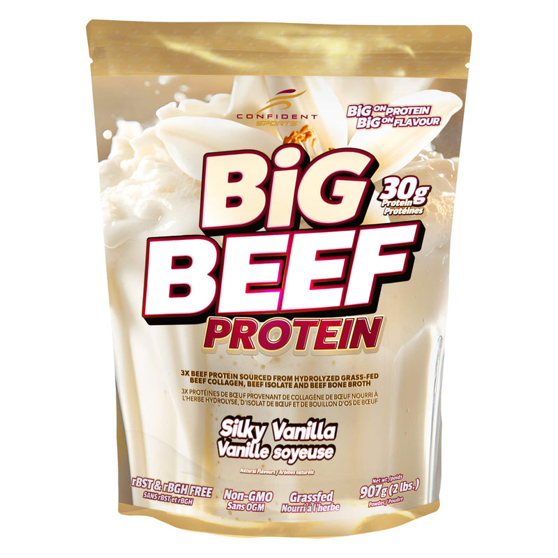 Package of Confident Big Beef Protein Silky Vanilla 907g
