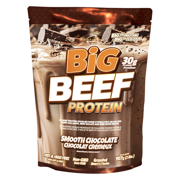 Package of Confident Big Beef Protein Smooth Chocolate 907g
