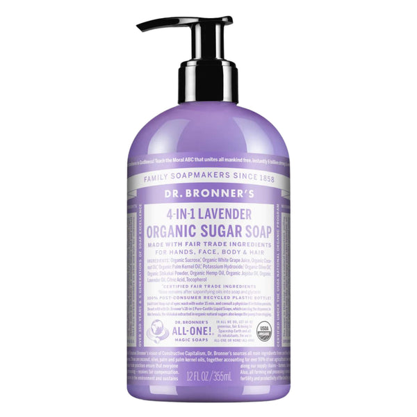 PumpBottle of Dr.Bronner's OrganicSugarSoap Lavender 355ml