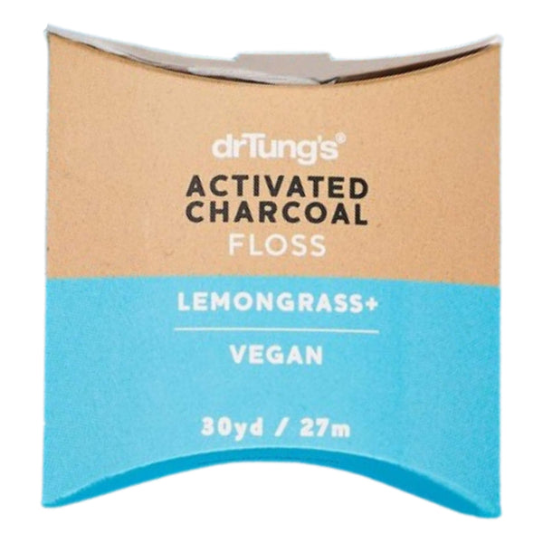 Package of Dr. Tung's Activated Charcoal Floss Lemongrass Vegan 30yd/27m