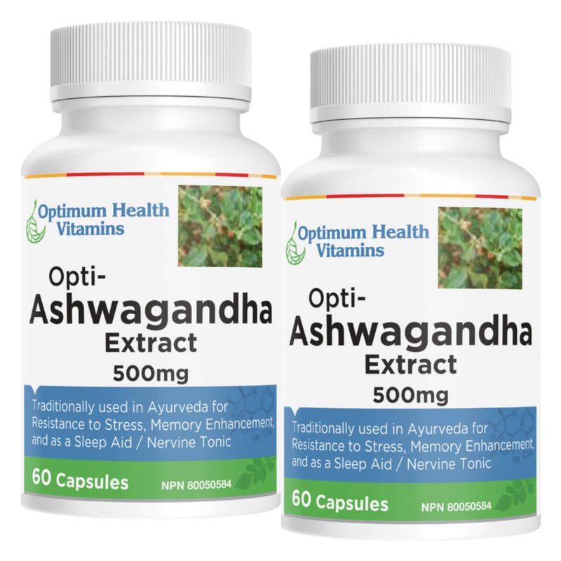 DuoPack of OptimumHealthVitamins Opti-AshwagandhaExtract 500mg 60Capsules+60Capsules