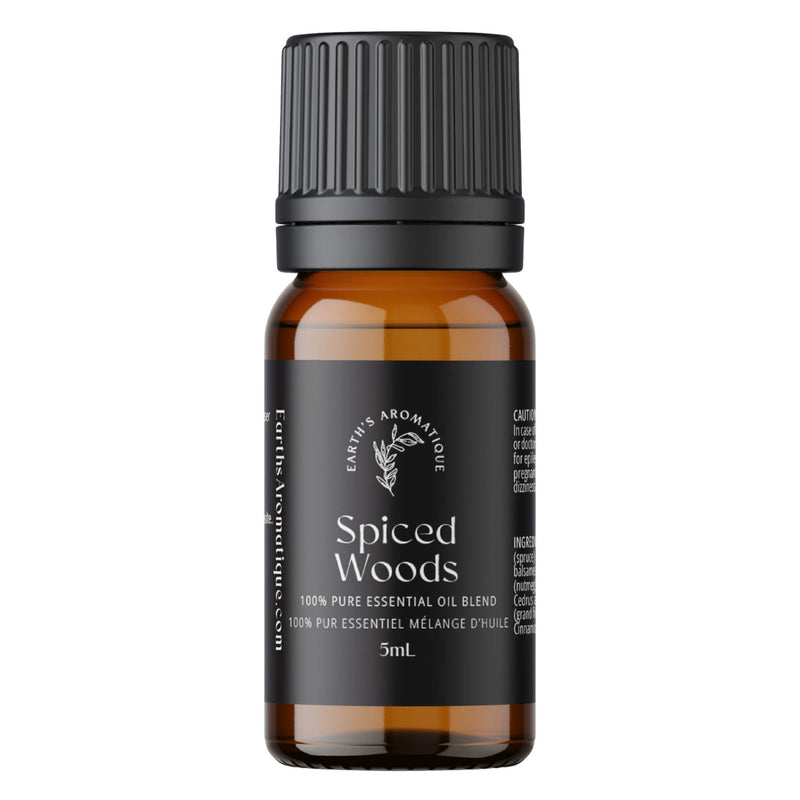 Bottle of Earth's Aromatique Spiced Woods Essential Oil Blend 5mL
