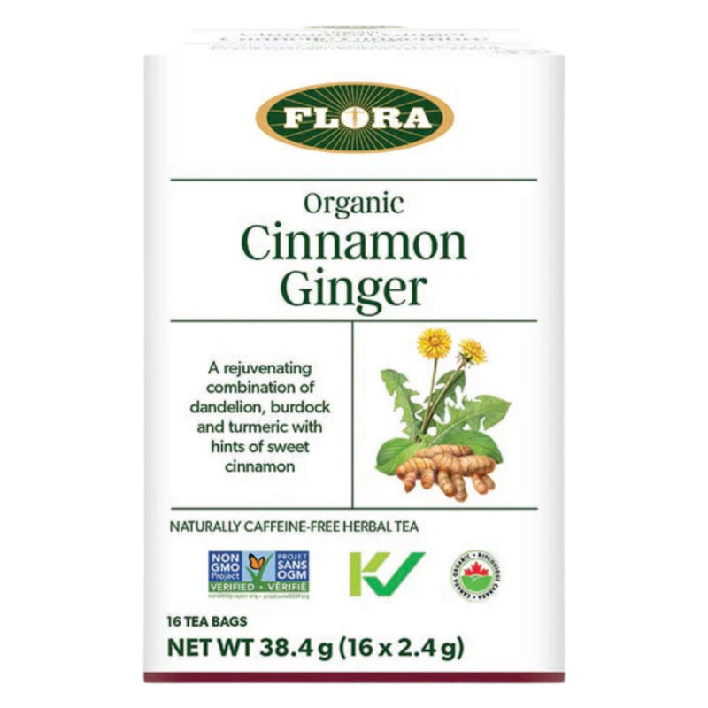 Box of Flora OrganicCinnamonGingerTea Caffeine-free 16TeaBags