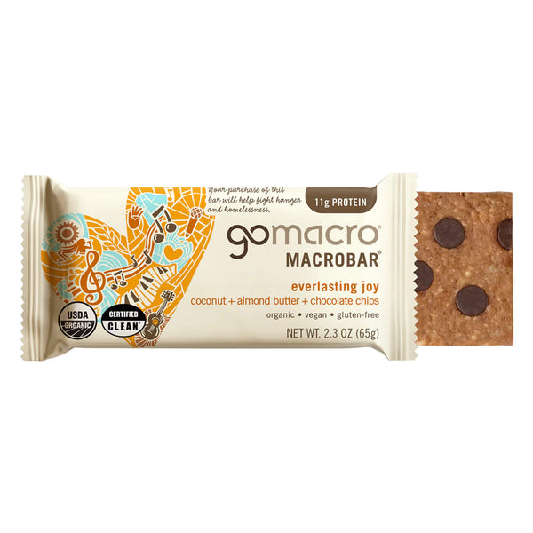 Package of Go Macro MacroBar - Everlasting Joy, Coconut Almond Butter & Chocolate Chips 65g
