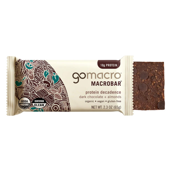 Package of Go Macro MacroBar - Protein Decadence, Dark Chocolate + Almonds 65g
