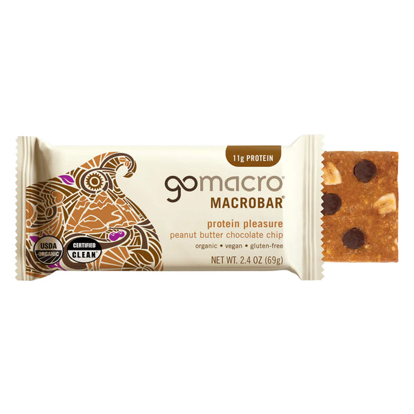 Package of Go Macro MacroBar - Protein Pleasure, Peanut Butter Chocolate Chip 69g
