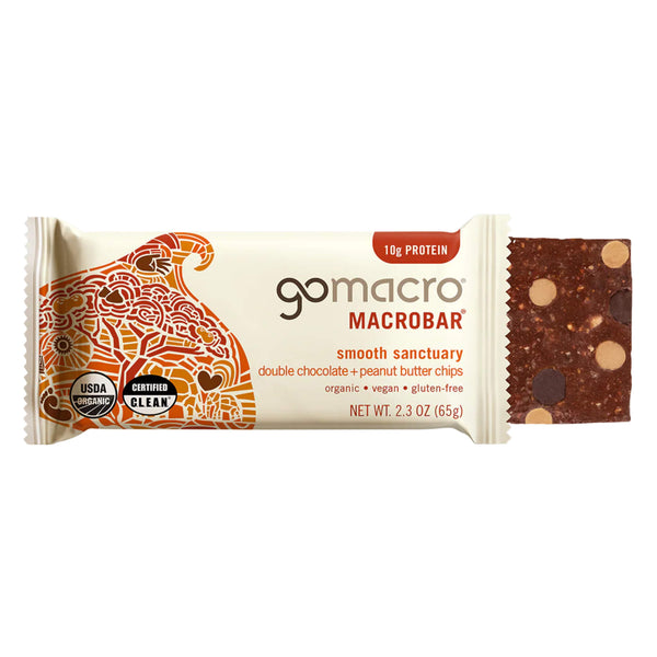 Package of Go Macro MacroBar - Smooth Sanctuary, Double Chocolate & Peanut Butter Chips 65g
