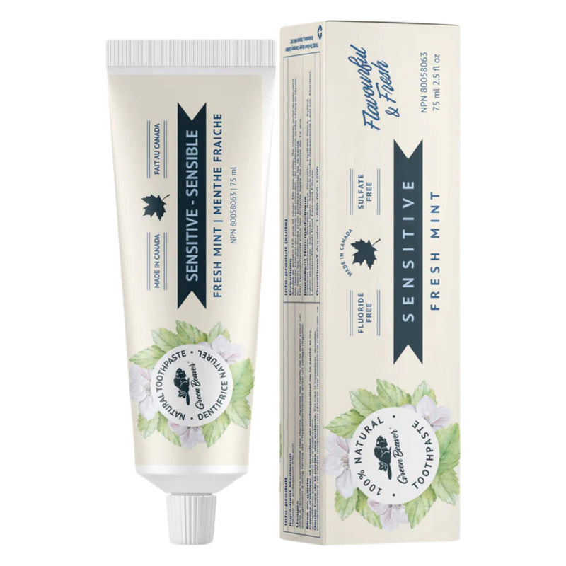 Tube of Green Beaver Sensitive Toothpaste Fresh Mint 75 mL
