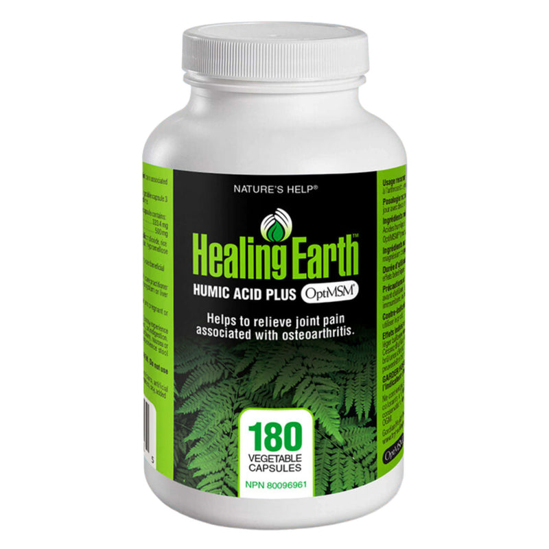 Bottle of HealingEarth HumicAcid Plus OptiMSM 180VegetableCapsules
