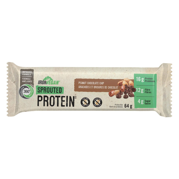 IronVegan SproutedProtein PeanutChocolateChip 1Bar64g