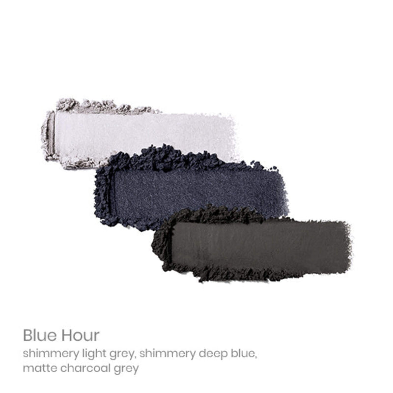 Swatch of JaneIredale PurePressed EyeshadowTrio BlueHour
