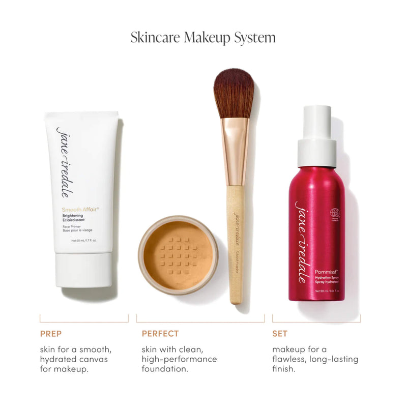 JaneIredale SkincareMakeupSystem: SmoothAffair, AmazingBase, ChiselPowderBrush, Pommisst