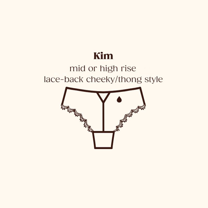 Kim Revol Cares Style Graphic: mid/high rise; lace back cheeky/thong style