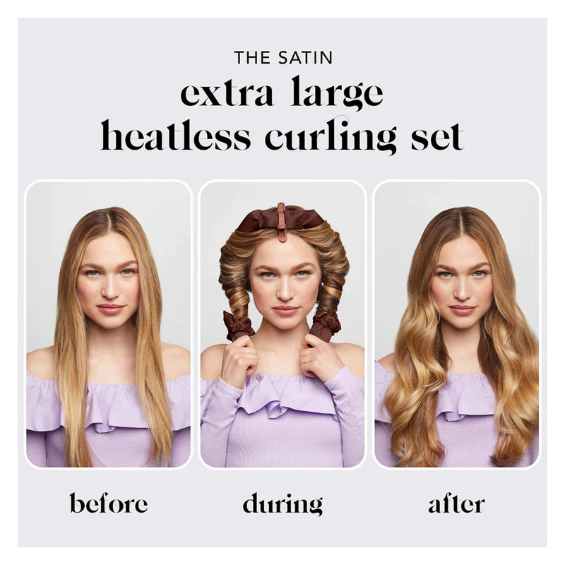 Kitsch XL Satin Heatless Curling Set Before & After
