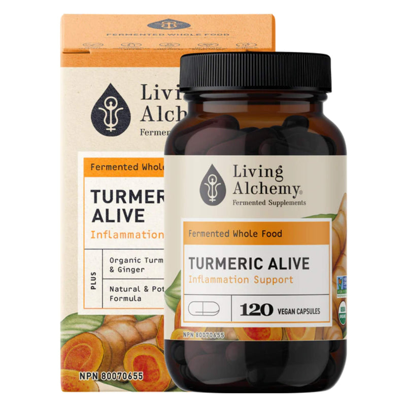 Box&Bottle of LivingAlchemy TurmericAlive 120Capsules
