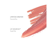 Swatches of Luk Beautifood Recipe of a Lipstick - NUDE PINK Duo of Nude Pink Lip Nourish + Caramel Kiss Lipstick Crayon
