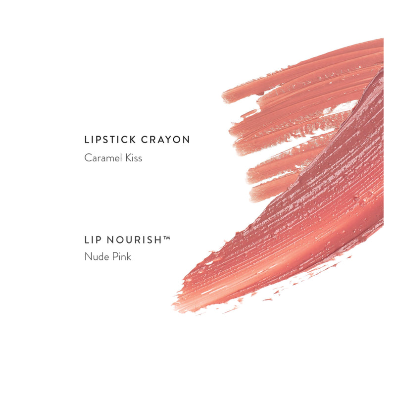 Swatches of Luk Beautifood Recipe of a Lipstick - NUDE PINK Duo of Nude Pink Lip Nourish + Caramel Kiss Lipstick Crayon
