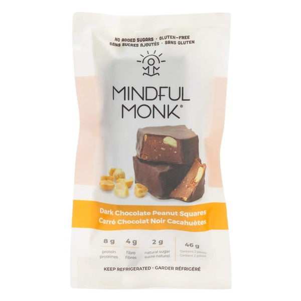 Package of Mindful Monk Dark Chocolate Peanut Squares 48g
