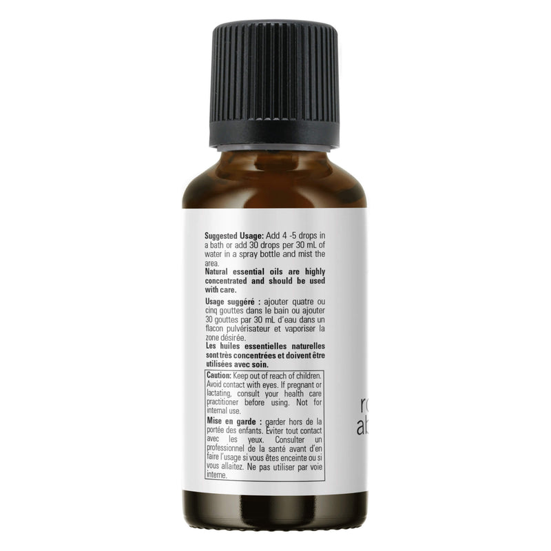 Bottle of NOW Essential Oil Blend - Rose Absolute 5% - rosa damascena Back
